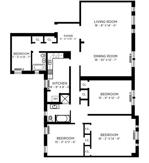Floor plan for 4 beds, 2 baths, 1893 sqft